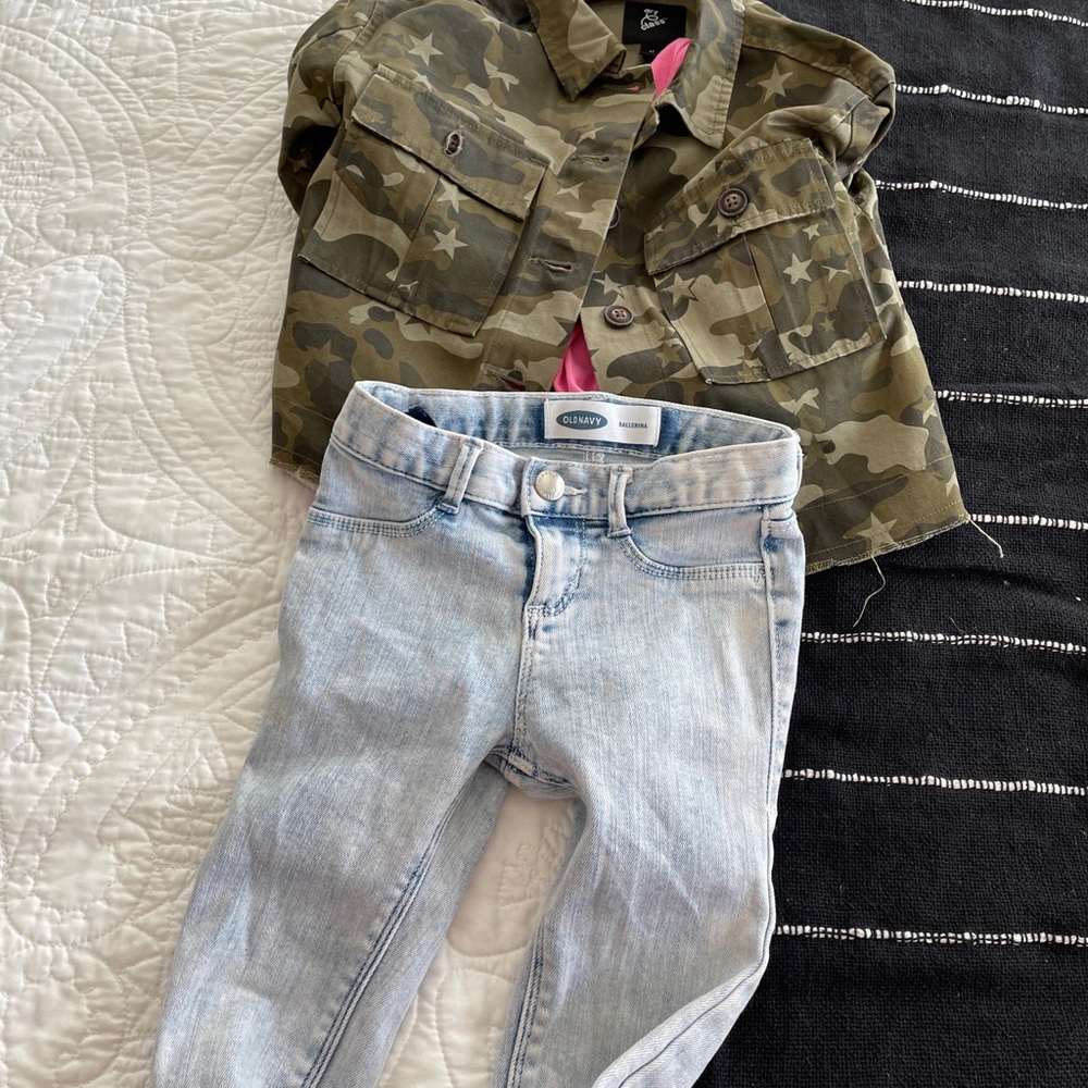Camo jacket and acid wash jeans - never worn